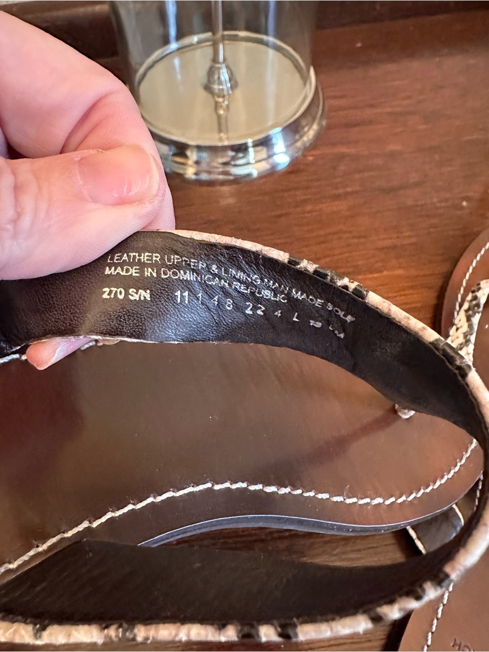 Tory Burch Brown Leather Thong Sandals with Snake-Print Straps - Picture 5 of 6